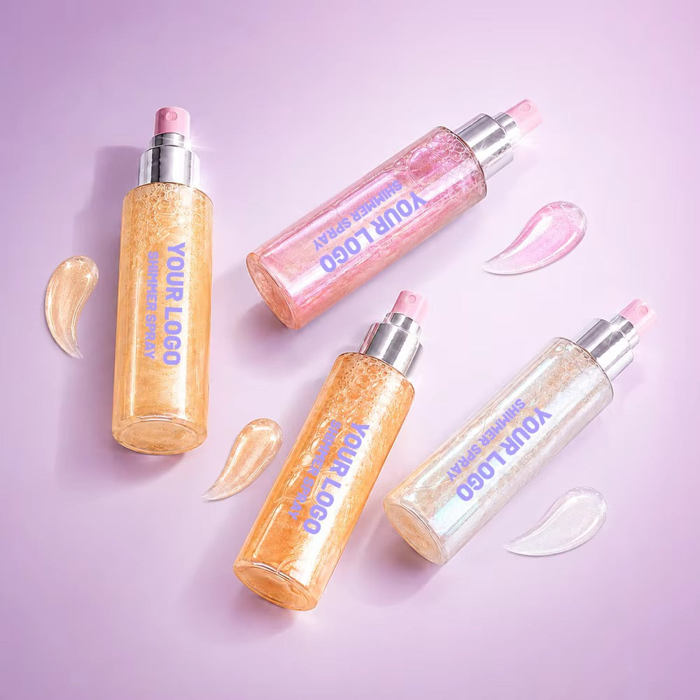 Private Label Vegan Shimmer Body Mist, Liquid Glitter Luminous Body Spray Wholesale OEM ODM Cosmetics