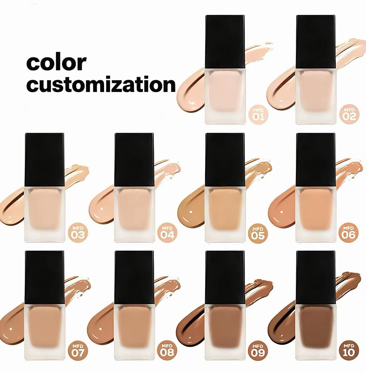 Long Lasting Oil Control Liquid Foundation 10 Shades Private Label OEM Makeup Custom Logo & Packaging Low MOQ